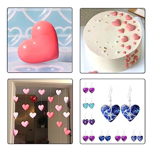 2 Pcs Heart Silicone Mold, Mixed Size Heart-Shaped Casting Jewelry Mold for Making Earrings & Jewelry Making Crafting Projects - color: mix-heart