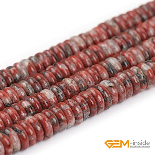 GEM-Inside 2x6mm Natural Mixed Red Jasper Gemstone Heishi Disc Rondelle Spacer Beads for Jewelry Making Full 15" Strand Energy Stone Healing Power Crystal - color: Mixed Red Jasper