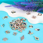 Craftdady Crystal Rhinestone Pendants Butterfly Heart Rhombus Bowknot Earring Charms Alloy Enamel Metal Pendants Light Gold Bracelet Charms for DIY Craft Necklace Jewelry Making - color: Black 23 Style