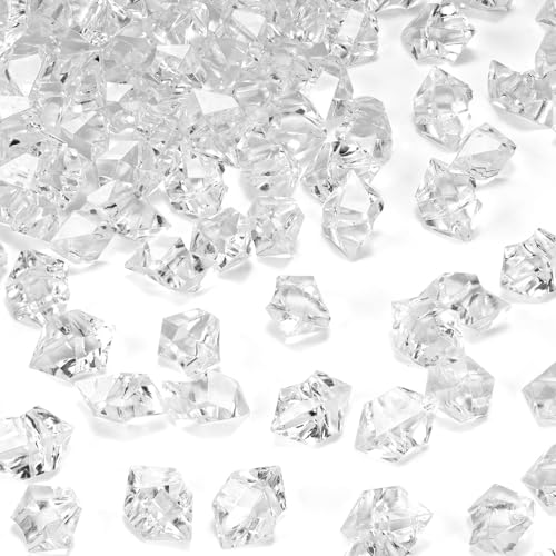 DomeStar 1000PCS Fake Ice, Acrylic Fake Diamonds Vase Filler Plastic Gems Clear Rocks for DIY craft Table Scatter Decor - color: 1000 Clear