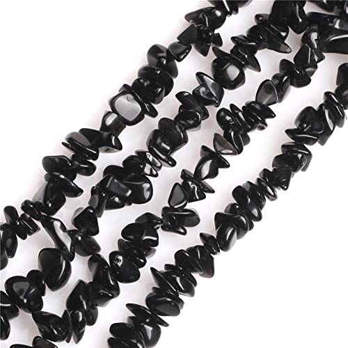 HAAMIIQII 5-8mm Natural Black Agate Chips Beads Irregular Chip Stone Loose Gemstone Beads for Jewelry Making Strand 30 Inch - color: Black Agate