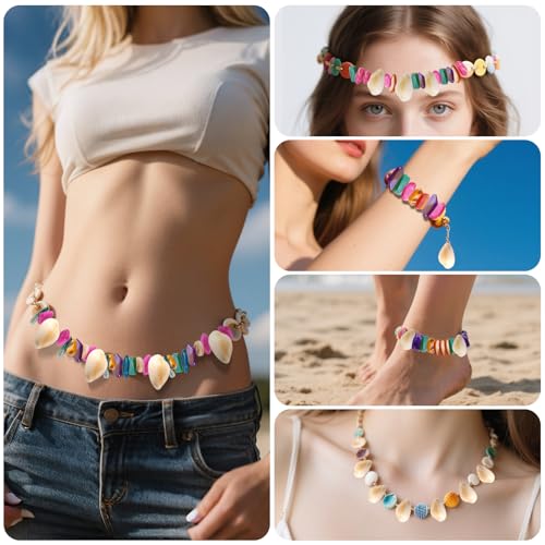 PPCLION Pearl Shell Beads Bracelet Making Kit Bracelet and Heart Beads Elastic Threads for Jewelry Necklace Making