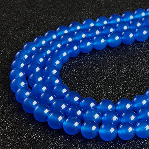 35pcs 10mm Blue Chalcedony Beads Natural Gemstone Beads Round Loose Beads for Jewelry Making - color: Blue Chalcedony, size: 10mm