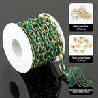 UMAOKANG 6.6 Feet Gold Plated Stainless Steel Chain Green Enamel Paperclip Jewelry Chain Roll Oil Drip Decoration Craft Chains Bulk - color: Green