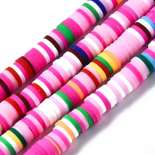 10 Strands 6mm Clay Flat Disc Beads Multicolor Flat Round Polymer Clay Beads Loose Handmade Spacers for DIY Necklace Bracelet Jewelry Making Supplies (Mixed Color#6) - color: Mixed Color#6, 6x0.5-1mm
