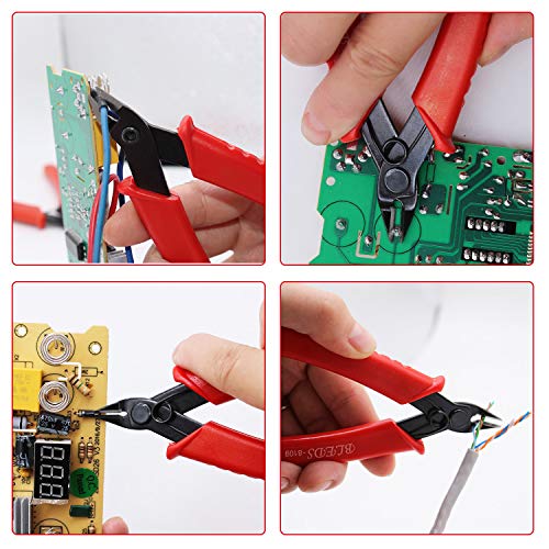 Flush Cutter, Wire Cutters, BS-8109 Soft Wire Cutter Pliers Precision Micro Cutter Anti-Slip Flush Cutter for Electronics Aluminum Jewelry 3D Printing Copper Wire Cables Floral - color: 1 Pack -5" Red