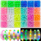1016Pcs Glow in The Dark Round Beads, 6mm 8mm 10mm Luminous Round Bead Acrylic UV Color Changing Bracelet Beads Sun Sensitive Plastic Glow Bead Bulk for Jewelry Making Bracelets Necklace - color: 6mm+8mm+10mm