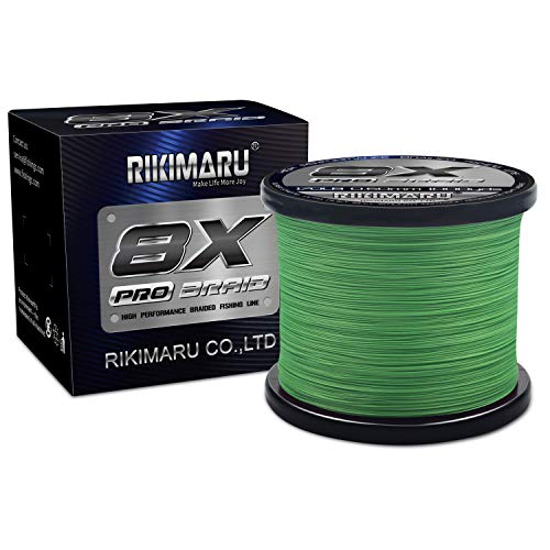 Rikimaru 8X Pro Braid Fishing Line 6LB-170LB, 300yds-1000yds Fluo-Green,Lemon Yellow,Plum Pink - color: Fluo-Green, size: 20LB(0.20mm)-1000Yds