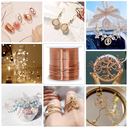 328 Feet Tarnish Resistant Copper Wires 28 Gauge Jewelry Craft Wires Beading Wire for Jewelry Making, Wire Wrapping and Crafting(Copper) - color: 1Copper, size: 28 Gauge