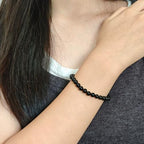 Natural Healing Gemstone Bracelet Handmade Yoga Stretch Elastic Bracelet Stress Relief Crystal Jewelry for Men and Women - color: Black Onyx (Positive Energy), size: 6mm