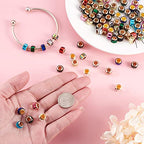 Cheriswelry 100pcs Faceted Rondelle Glass European Beads Crystal Large Hole Loose Spacer Beads 5mm Hole Slide Charms fit Snake Chains Braided for DIY Bracelet Necklace Jewelry Making - color: Faceted-Rondelle
