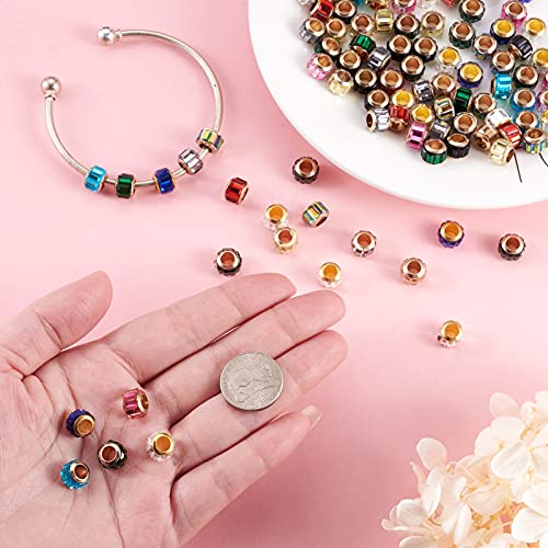 Cheriswelry 100pcs Faceted Rondelle Glass European Beads Crystal Large Hole Loose Spacer Beads 5mm Hole Slide Charms fit Snake Chains Braided for DIY Bracelet Necklace Jewelry Making - color: Faceted-Rondelle