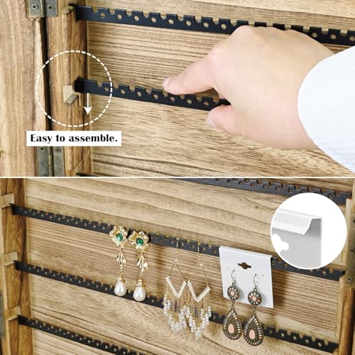 Ikee Design Wooden Earring Display with 100pcs Earring cards, Jewelry Display Case, Earring Holder Organizer, Bracelet Display, Oak, All open 31.5W x 14D x 12.5H in, Close 15.7 W x11.3Dx 3.5H in