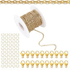 Topacket 33Feet 18K Gold Stainless Steel Necklace Chains Cable Link Chains for Jewelry Making DIY Craft Kit with Lobster Clasps Jump Rings - color: Gold, size: 2.0mm