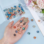 PH PandaHall 70pcs 7 Colors Faceted Beads, 12mm Flat Hexagon Crystal Beads Electroplate Glass Bead AB Color Craft Spacer Loose Bead for DIY Jewelry Bracelet Necklace Earring Crafting