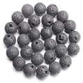 AD Beads Natural Gemstone 10mm Round Loose Beads Big Hole 2mm Sized 30pcs (Rock Lava) - color: Rock Lava