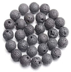AD Beads Natural Gemstone 10mm Round Loose Beads Big Hole 2mm Sized 30pcs (Rock Lava) - color: Rock Lava