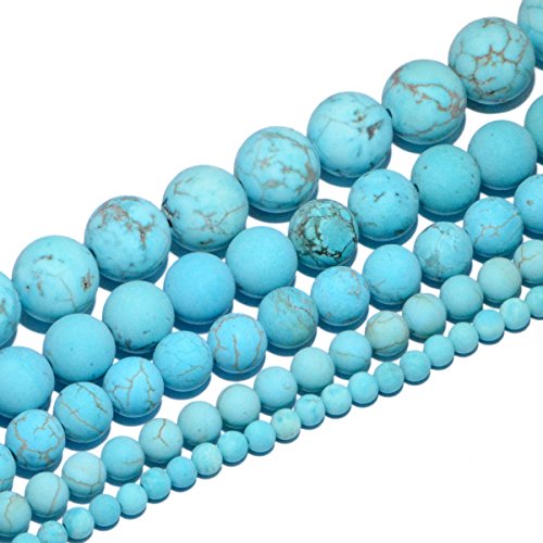 AD Beads Beautiful Natural Matte Gemstone Round Spacer Loose Beads 4-12mm (6mm, 29 Matte Blue Turquoise) - color: 29 Matte Blue Turquoise, size: 6mm