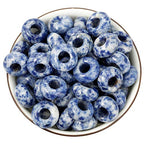 Nupuyai Pack of 30 Large Hole Stone Loose Beads for Jewelry Making, Polished Rondelle European Beads fit Charms Bracelet, Sodalite - color: Blue & White, size: 14x8mm