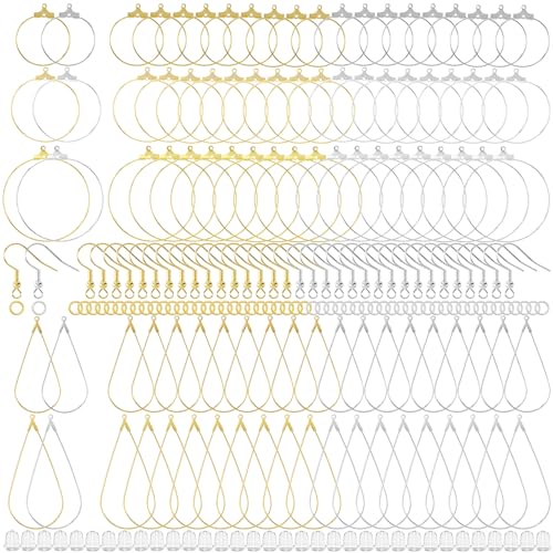 Pndeyo 700pcs Hypoallergenic Earring Making Accessories, Teardrop Round Hoop Earrings Findings Earring Hooks, Clear Rubber Earring Backs & Jump Rings for Jewelry Making- Silver & Gold - color: Silver & Gold-700pcs