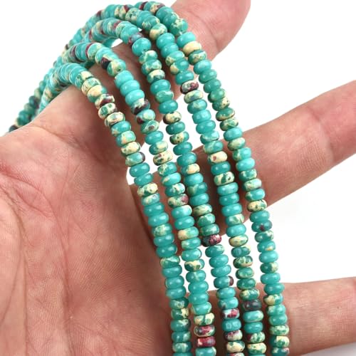 150pcs 4x2mm Green Jasper Disk Rondelle Spacer Stone Semi Precious Gemstone Loose Beads for Jewelry Making 15 Inch - color: Green Jasper