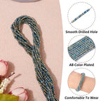 FASHEWELRY 10 Strands Briolette Faceted Glass Beads 2mm Rondelle Crystal Glass Spacer Beads Green Plated for Necklace Bracelet Jewelry Making - color: Green Plated, size: 2mm