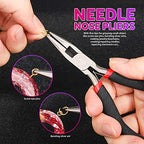 LEOBRO Hand Drill, 222 PCS Pin Vise Hand Drill with Drill Bits(0.8 mm-3 mm), Needle Nose Pliers, Keychain Making Kit, Jewelry Making Supplies, Hand Drill Tools for Jewelry Keychains Making