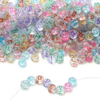 LAIDANLA 1500PCS Acrylic Letter Beads Alphabet Colorful Letters Transparent Round Bead 7×4mm for Jewelry Bracelets Necklaces Key Chains Making - color: E-Colorful Letter Transparent Beads
