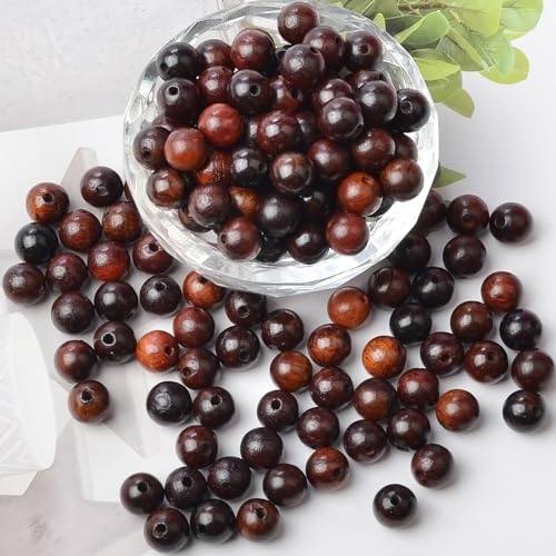 8mm Massive Beads Natural Wooden Round Loose Beads Jewelry Making with Thread 200 PCS(Blood Sandalwood, 8mm) - color: Blood Sandalwood, size: 8mm