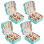 Neveika Mini Jewelry Box Leather Jewellery Ring Organizer Case Storage Gift Box Girls and Women (4pcs blue). - color: blue