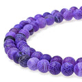 Natural Purple Cracked Dream Fire Dragon Veins Agate Beads Round Stone Beads for Jewelry Making DIY Bracelets Necklaces (8mm) - color: Purple Frosted Agate, size: 8mm