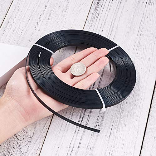 Fashewelry 32.8Ft 5mm Aluminum Flat Wire Black Bendable Metal Craft Wire Strip for Bezel Sculpting Armature Jewelry Making Gem Metal Wrap - color: Flat-Black, size: 5mm