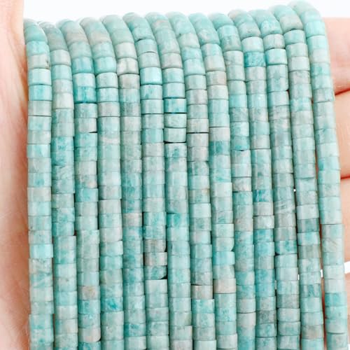 Natural Amazonite Heishi Spacer Beads Loose Semi Precious Flat Round Gemstone Disc Shape Stone for Beading Jewelry Making 4x2mm 15.5" - color: Amazonite
