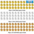 150Pcs Metal Spacer Beads for Jewelry Making 10mm Metallic Plated Round Beads Small Spacer Round Ball Beads Seamless Smooth Loose Beads for Earring Necklace Bracelet DIY Crafts(Gold Silver K Gold) - color: 10mm, Gold Silver K Gold