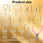 Prdingfy 579PCS Keychain Making Kit, Key Chain Supplies Including Keychain Clip, Key Rings, Lobster Claw Clasps, Jump Rings, Extender Chain,Pliers for Key Chain Making and Jewelry Making(Gold) - color: Gold