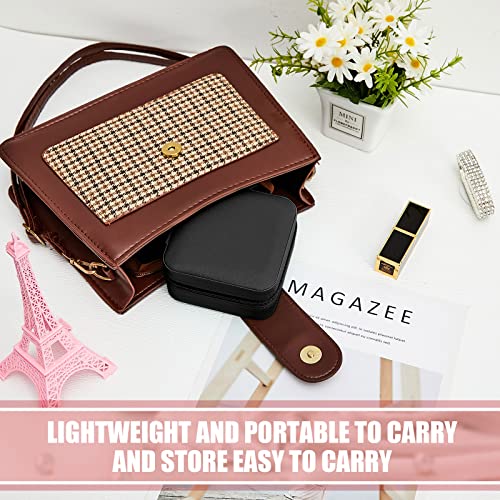 Taiyin Travel Jewelry Case, Bridesmaid Gifts Mini Jewelry Organizer, PU Leather Portable Earring Box for Women Girls - color: Black