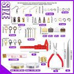 Swpeet 1468Pcs Jewelry Making Supplies Kit with Jewelry Making Tools, 2 Colors Jewelry Wires and Jewelry Pliers, 40 Styles Jewelry Findings, with Plastic Caliper, Thimble Ring, Awl Tweezers Scissors - size: 5a