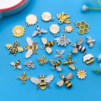 Youdiyla 50pcs Alloy Antique Silver Enamel Bee Daisy Set Pendant Jewelry Making DIY Keychain Earrings Pendant Various Design Charms for Jewelry Making Bracelets Necklace (SN1009) - color: SN1009