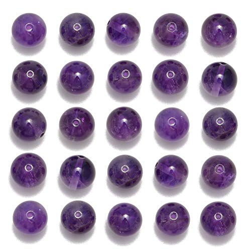 NCB 200pcs 4mm Amethyst Loose Beads for Jewelry Making, Natural Semi Precious Beads Round Smooth Gemstones Spacer Beads Charms for Necklaces Bracelets (Amethyst, 4mm 200Beads) - color: Amethyst, size: 4mm 200Beads