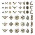 Cheriswelry 84pcs Tibetan Iron Filigree Joiners Antique Bronze Vintage Link Charms Rhombus Flower Butterfly Triangle Teardrop Metal Necklace Pendants 23~73.5mm for DIY Craft Jewelry Making