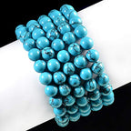 AD Beads Natural Gemstone Round Beads Stretch Bracelet Healing Reiki 10mm (Blue Turquoise) - color: Blue Turquoise