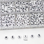 Melius 1450Pcs Acrylic Letter and Number Beads, 4x7mm Alphabetical Flat Round Alphabet Beads in 28 Grid Box for Bracelets, DIY Crafts - color: White-Number, size: 4x7mm