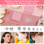 Professional Ear Piercing Gun Kit, Reusable Piercing Gun with Stainless Steel Piercing Earrings Studs, Crystal Earrings for At Home Salon Earlobe Cartilage Helix Tragus Piercing Tool Kit - color: Black