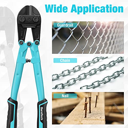DURATECH 14-inch Heavy Duty Bolt Cutter for Rods, Bolts, Rivets, Chains, and Steel Wires, Bi-Material Ergonomic Rubber Grip Handle, Chrome Vanadium Steel Forged Blade - size: 14" Bolt Cutter