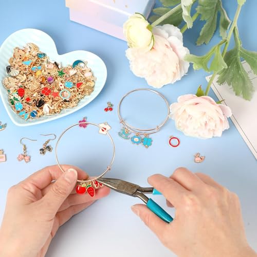SANNIX 400Pcs Charms for Jewelry Making, Gold Enamel Charms Jewelry Bangle Charm Pendants Bracelet Necklace Earrings Making and Crafting - color: KC Gold+Multicolor
