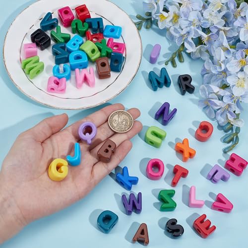 52Pcs Large Acrylic Letter Bead Chunky Alphabet Beads Bulk Big Slide Initial Letters Blocks Loose Spacers for Jewelry Making Key Chains Friendship Bracelets Keychain Phone Bag Charm Accessory - style: Style 1