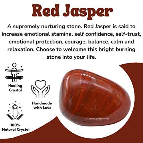 Amazing Gemstone Red Jasper Crystal Tumbled Stones Polished Rocks - Natural Gem Stones for Healing - DIY Crystals for Protection (1 Piece) - color: Red Jasper
