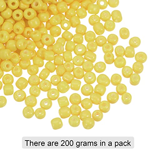 HARFINGTON 2000Pcs Small Glass Beads 6/0 4mm Loose Tiny Round Small Beads for Bracelet Earring Rings Jewelry Making, Light Yellow - color: Light Yellow