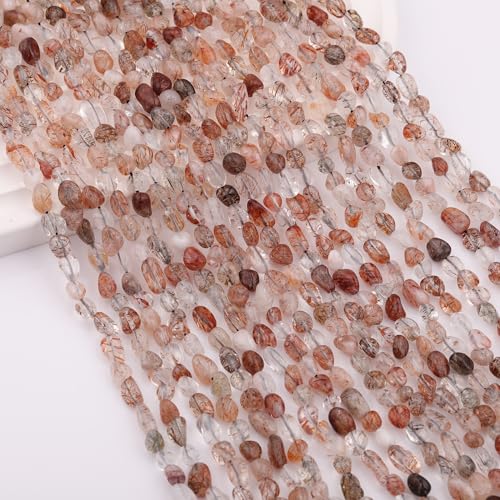 Natural Stone Beads 6-8mm Black Rutilated Quartz Oval Irregular Freeform Tumbled Loose Gemstone Beads for Jewelry Making 15 Inch Strand 50-55 Pcs - color: Black Rutilated Quartz-1 strand15”-approx. 55 beads