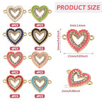 Cheriswelry Rhinestone Enamel Connectors Charm Links Evil Eye Alloy Metal Pendants Antique Silver Flat Round Hamsa Hand Owl Feather Heart Charm Pendant for Bracelet Necklace Jewelry Making - color: 8 Color- Heart